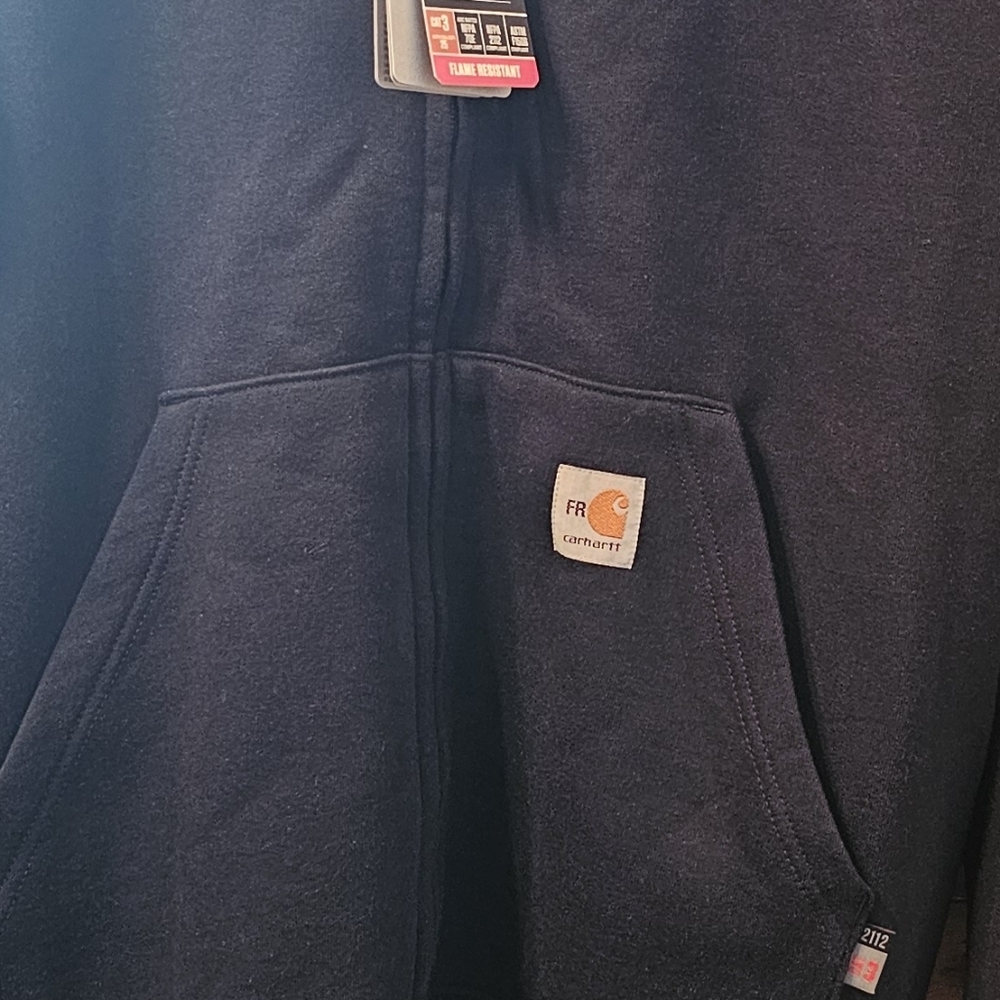 Carhartt FR - CAT 3 - NWT Anti-Odor, Navy Blue Zip-Up Hoodie - Picture 7 of 8